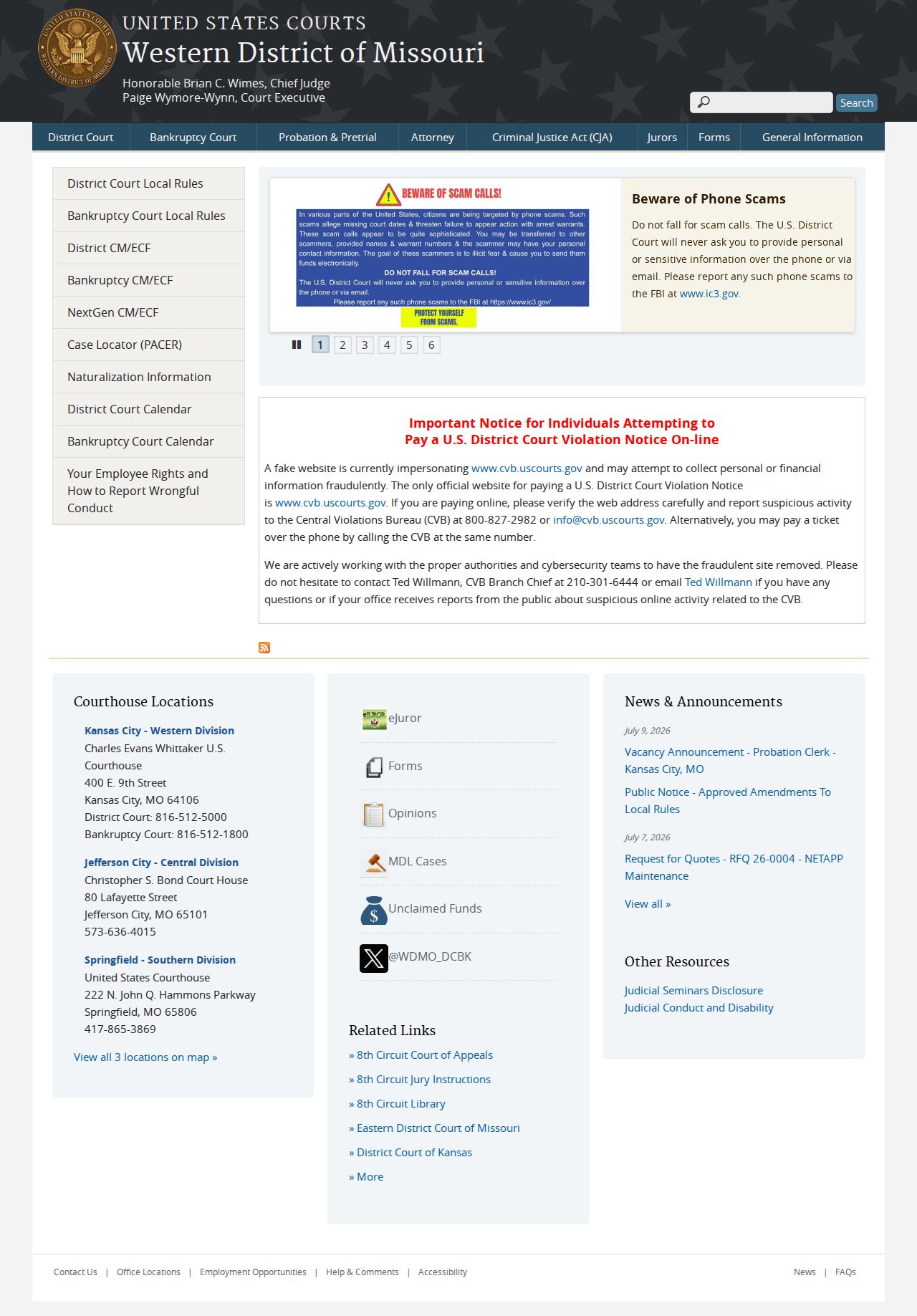 Calhoun criminal records and Western District of Missouri federal court