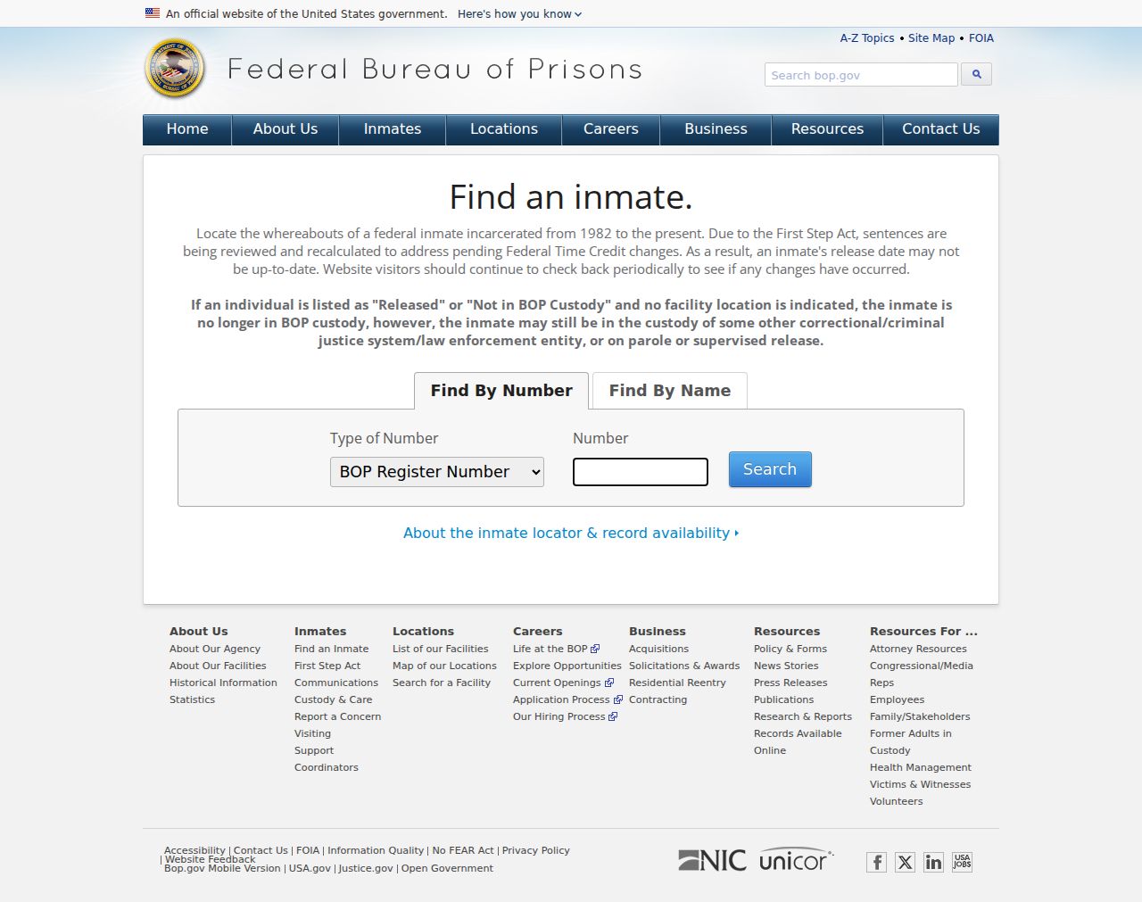 Calhoun criminal records and federal Bureau of Prisons locator
