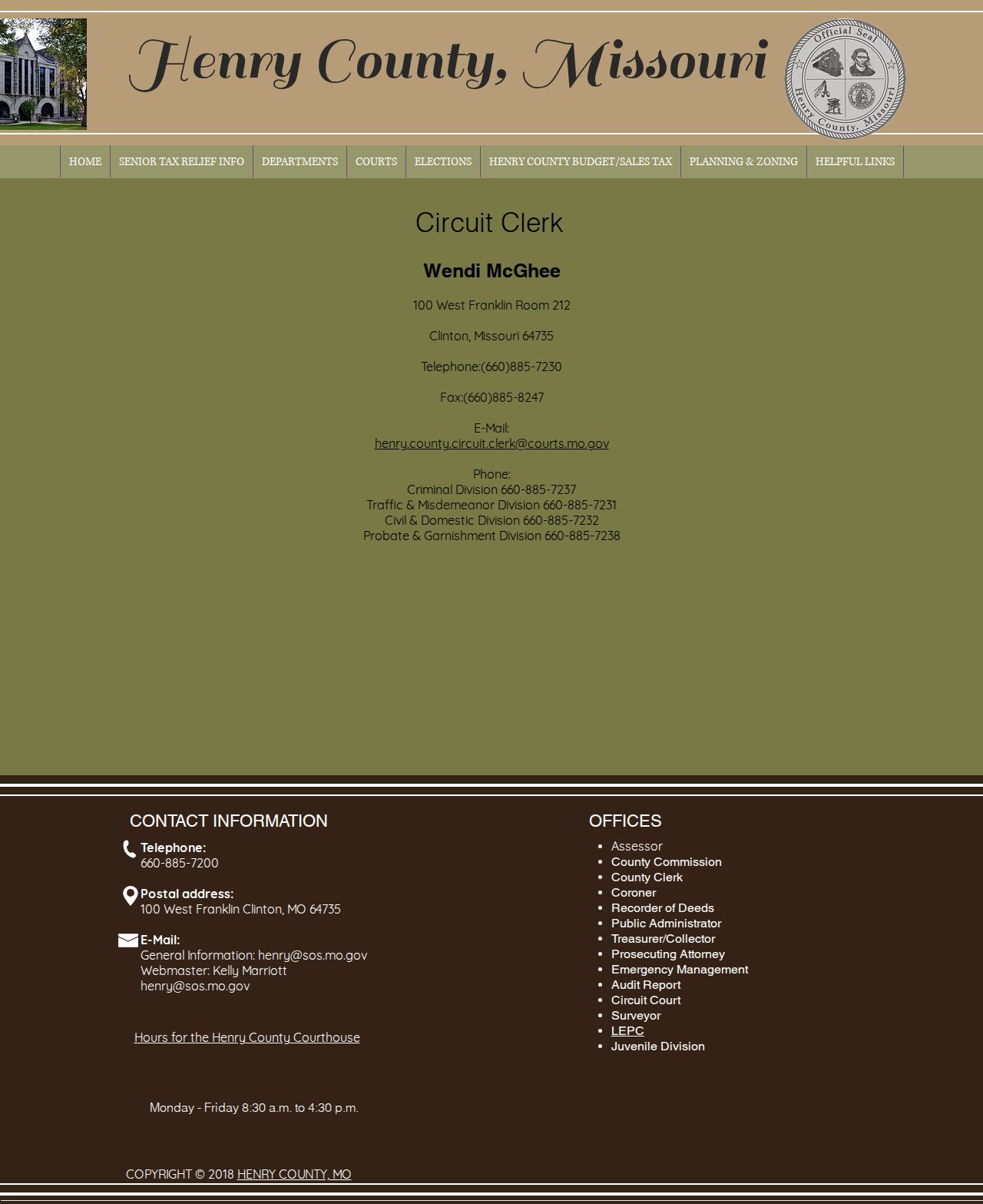 Henry County Circuit Clerk criminal court record office