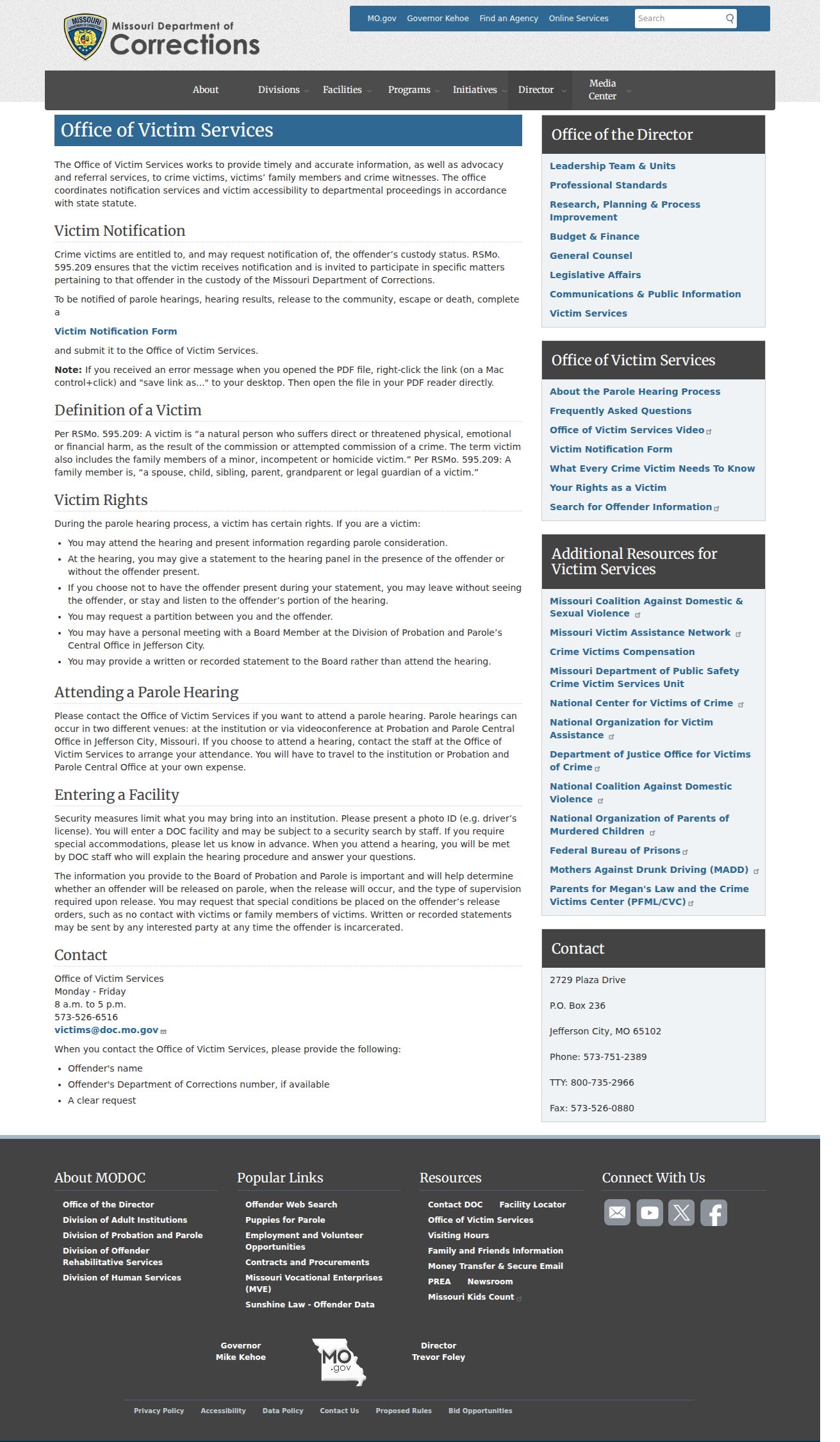 Henry County sex offender records and Missouri victim notification resources